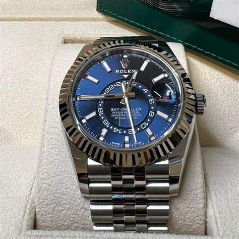 rolex sky dweller price blue|rolex sky dweller in stock.